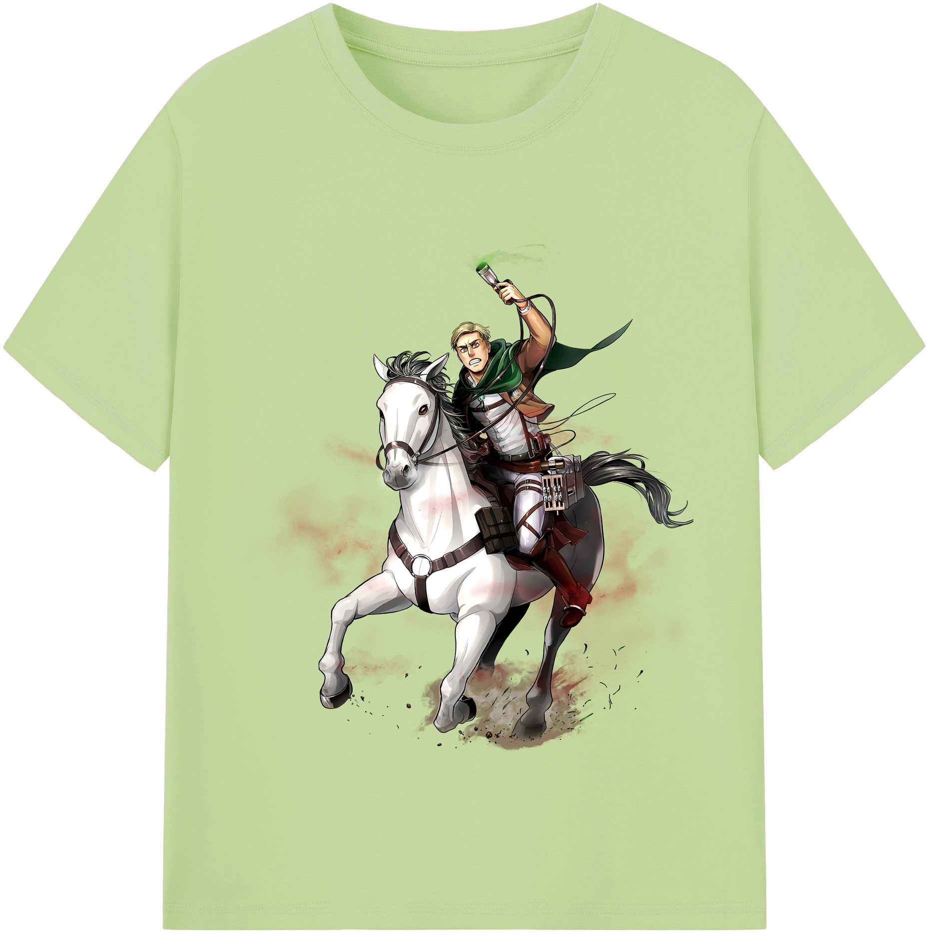 （画像用） 進撃の巨人 エルヴィン・スミス Attack on Titan Erwin Smith 綿100％半袖Tシャツ（フロントプリント）